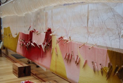 ‘Butterfly’ tapestry by Alison Watt on the loom at Dovecot Studios, 2013