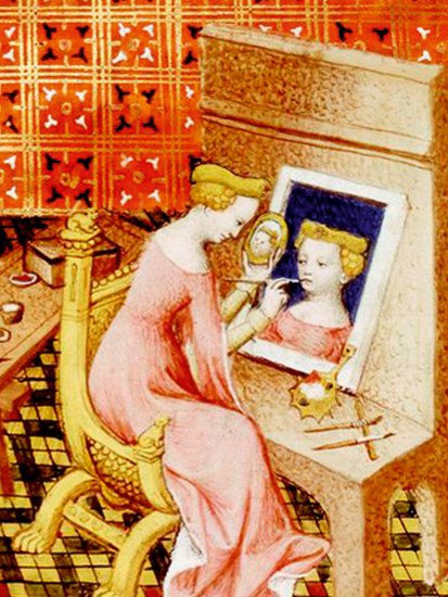 'Marcia painting her self-portrait’; detail from Boccaccio’s On Famous Women (1402)
