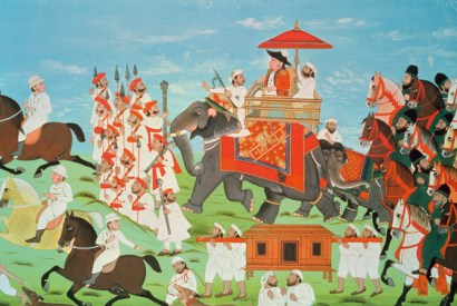 Colonel James Tod, travelling by elephant through Rajasthan with his cavalry and sepoys (Indian school, 18th century)