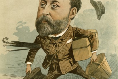 Edward VII, portrayed in the French press hurrying across the Channel to the delights of Paris