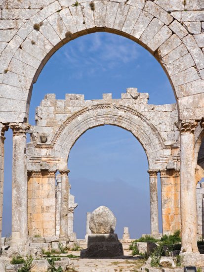 The remains of the column of St Simeon Stylites at Qalat Sem’an, Syria.