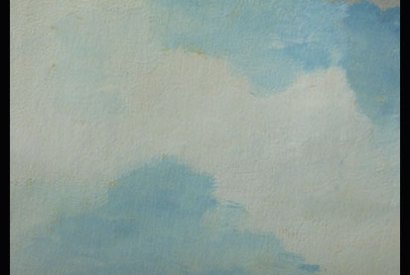 ‘Watercolour of the tiny boat with big sea and sky’ by John Craske