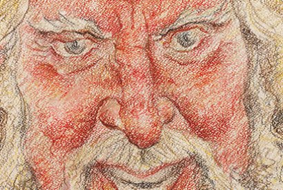 Self-portrait as Falstaff. Sher finds drawing a form of therapy and infinitely preferable to acting
