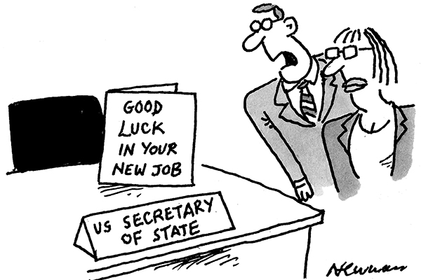‘Is that Mike Pompeo’s welcome or leaving card?’