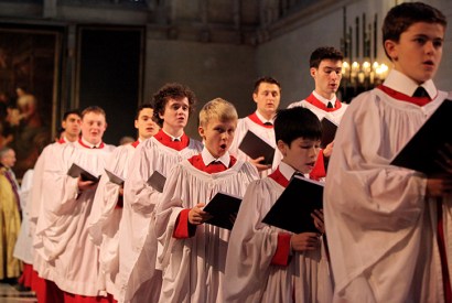King’s College, Cambridge choir rehearse A Festival of Nine Lessons and Carols.