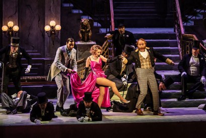 Sarah Tynan, Nicholas Lester and Andrew Shore in ENO's new Merry Widow. Photo: Clive Barda